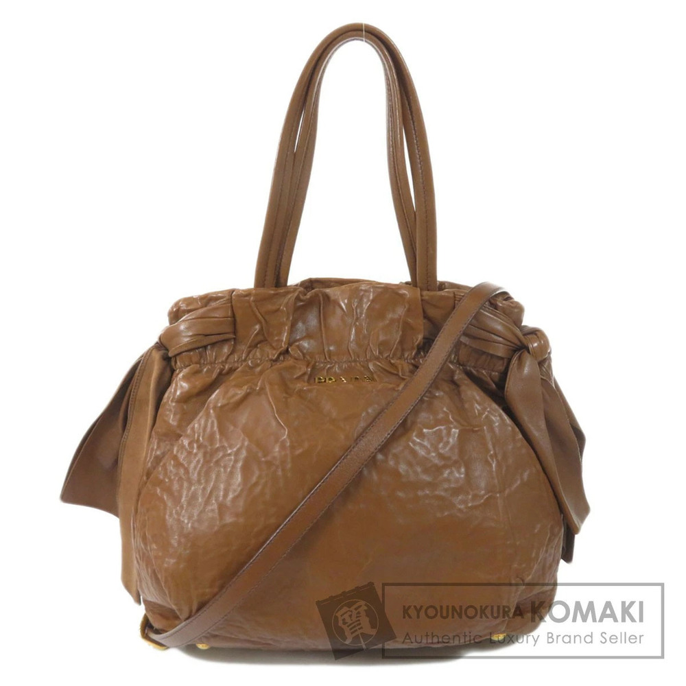 Prada Nappa Antique Leather Bow Bag brown